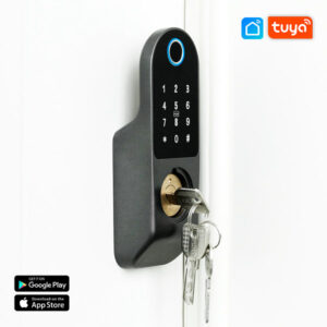 Cerradura chapa para puerta wifi con lector de huella